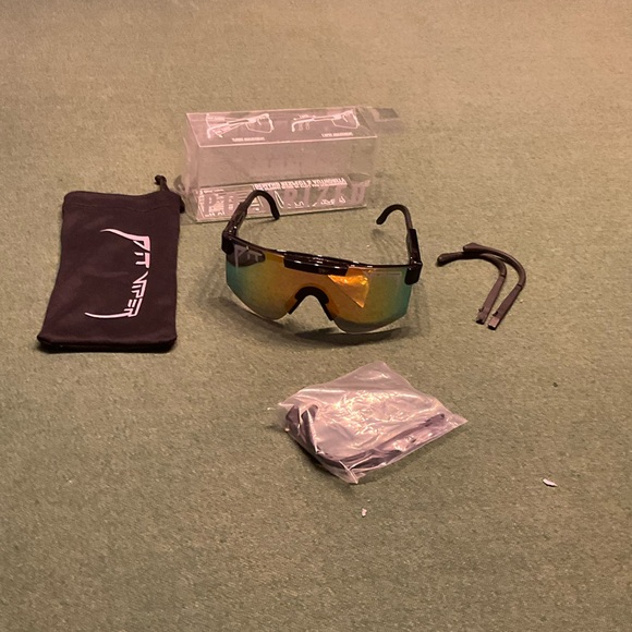 Pit Viper Sunglasses Black Frame with Rainbow gold Lenses good used - Picture 2 of 6